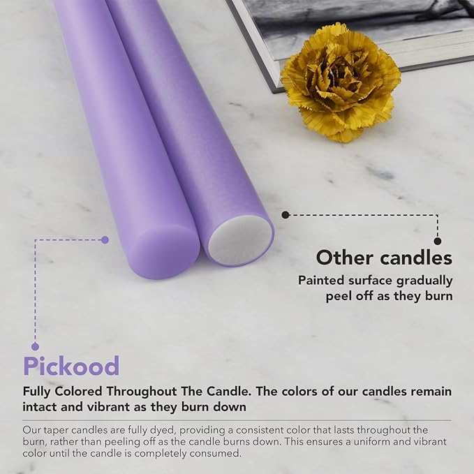 10-Inch Tall Dripless Taper Candles Set of 4 - Lavender Purple Tapered Candles, Perfect for Wedding,Christmas - Smokeless, Unscented, Long Burning - Hand Poured, Colored Tall Candlesticks