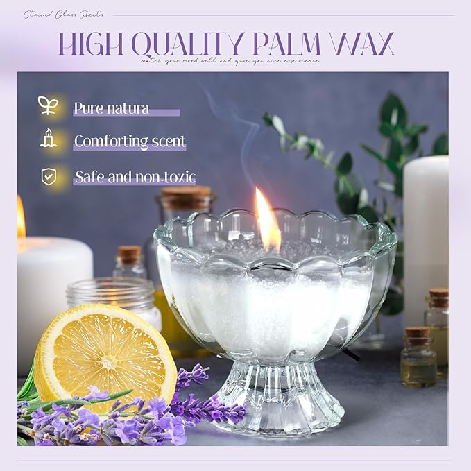 MTLEE Pearled Candle 2.2 Lb/35oz Scented Sand Candle Kit Include 50 Wicks, Bow Gift Box, Spoon Reusable Pearled Wax for Mother Mom Day Gift DIY Home Kit(Lemon Lavender)
