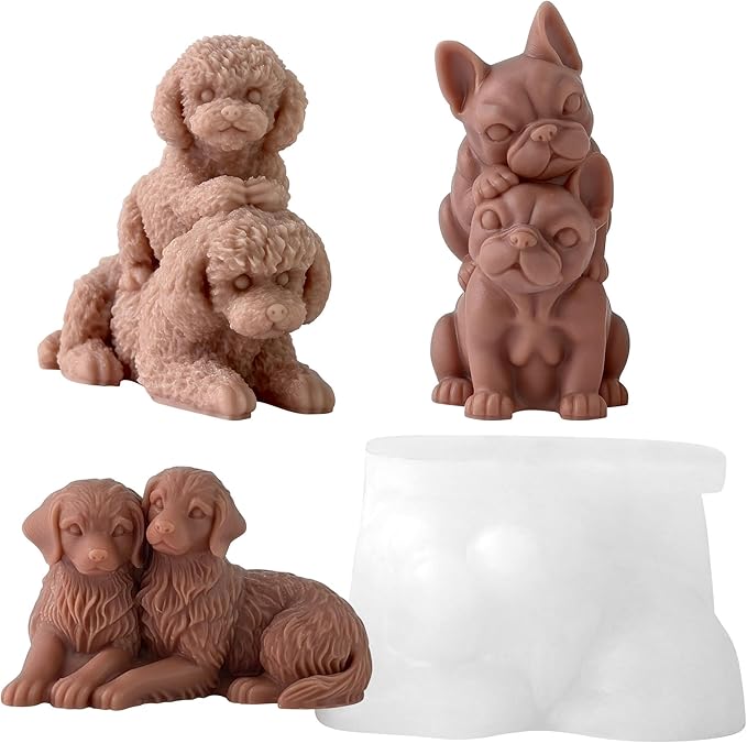 Couple Animal Dog Cylinder Candle & Resin Mold - Resin Casting Silicone Molds for Home Decor & Candle Making Wave Spiral Mold