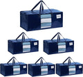 VENO 6 Pack Heavy Duty Moving Bags, Christmas Storage Bins with Lids, Transparent Window Design, Alternative to Moving Boxes, Storage Bags for Clothes, Blankets, Comforters, Pillows (Blue, 6 Pack)