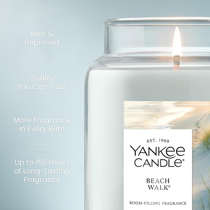 Yankee Candle Beach Walk Scented Candle, 22oz Large Jar with up to 150 Hour Burn Time, Giftable