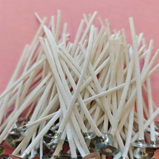 200Pcs 4 Inch Candle Wick 100Pcs 6 Inch Cotton Candle Wicks, 300Pc Wick Stickers 20 Pcs Candle Wick Holders, Wick Clips,Wicks for Candlemaking,Candle Making Supplies