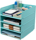 Tiawudi Desk Organizer, Office Organization and Storage, Plastic Letter Tray, Stackable File Organizer for Classroom, Home, Documents, Notes, Folders, Books and Pens, 4 Tier