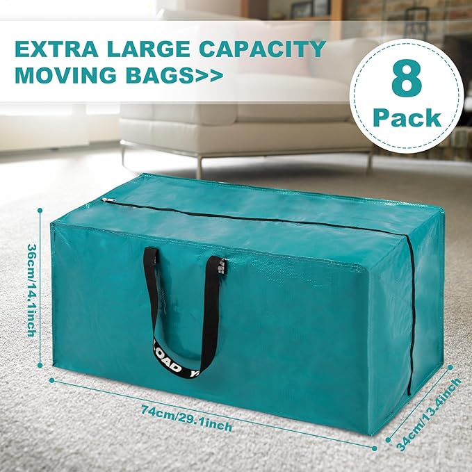 Purple Moving Bags - 20 Pack Extra Large Heavy Duty Storage Bags With Zipper & Reinforce Handles | 29x14x13 Inch Moving Tote Bags Bulk For Clothing, Shoes, Travel