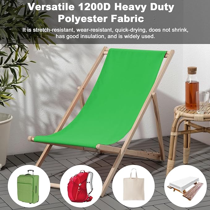 Thickened Waterproof Canvas Fabric by The Yard, 1200D 58" W Outdoor Upholstery Material Heavy Duty Fabric Water Resistant Sewing Material for Chair Patio Cushion Purse Bag, 8 Yard Green