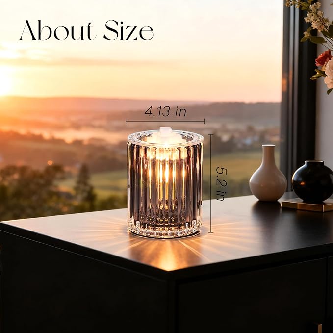 Candeldo Wax Melt Warmer with Timer: Wax Melter for Scented Candle Electric Glass Candle Burner with 2 Light Bulbs Housewarming New Home Decor for Women