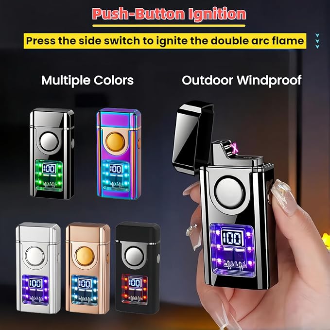 Smart Voice-Activated Lighter - 3 Flames (Blue Torch, Soft Flame & Dual Arc) - Windproof Refillable & Rechargeable Butane Lighters with Multiple Ignition Methods (Without Fuel) (Colored Ice)
