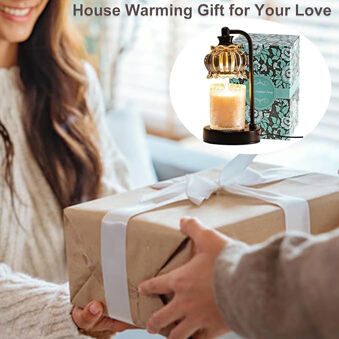 TOFUNTOY Candle Warmer Lamp with Timer, Dimmable Candle Lamp Wax Melt Warmer with 2 Bulbs, Electric Candle Warmer Lamp for Bedroom Living Room House Warming Gifts for Women Mom