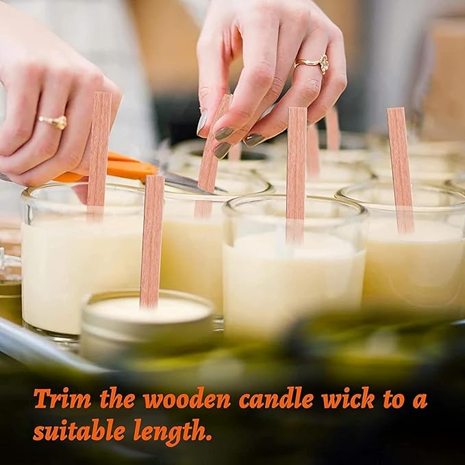 Double-Layered Wood Wicks for Candles Making, 30 Sets Wooden Wicks with Base, Wooden Candle Wick