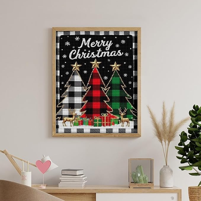 AIVKIEJK Diamond Painting Kits for Adults - Merry Christmas Tree Holiday Painting DIY 5D Full Drill Diamond Dots Paintings with Diamonds Gem Art and Crafts Home Decor 16"x20"