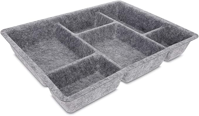 Navaris Felt Drawer Organizer Tray - Tidy Desk Drawers, Office Supplies, Jewelry, Cosmetics, Small Personal Items and Accessories - Gray