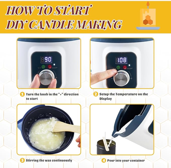 Beeswax Candle Making Kit for Adult, Make Your Own Beeswax Candle Kit Including Wax Melter Temperature Control,Cotton Wick,Wick Stickers