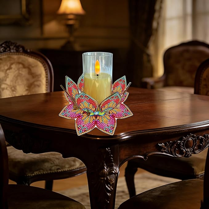5D DIY Diamond Art Painting PVC Flower Candle Holders Tealight/Tea Light/Votive Candle Holder, for Table Centerpiece Home Décor Party Wedding Dinning-Flower-6