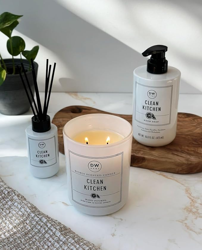 DW Home Clean Kitchen Scented Candle for Home, 9 oz, Medium Single Wick Candle Jar, Up to 33H Burn Time, Luxury Scented Candle for Relaxation, Gifting, Home Décor