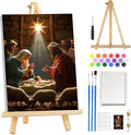 MOGTAA Christmas Paint by Numbers Kit for Adults Beginners with Frame, Jesus Nativity Adult Paint by Number Kits on Canvas with Easel, Easy DIY Oil Painting Kits for Home Decor, 8x12in