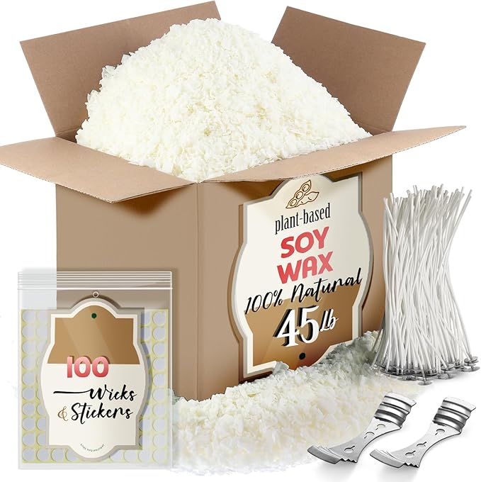 Etienne Alair Organic Soy Candle Wax for Candle Making, 45 lbs Natural Candles Making Supplies, Beeswax-Free, Paraffin-Free, Pure Soy Wax Flakes Perfect for Candles, Tealights and Melts