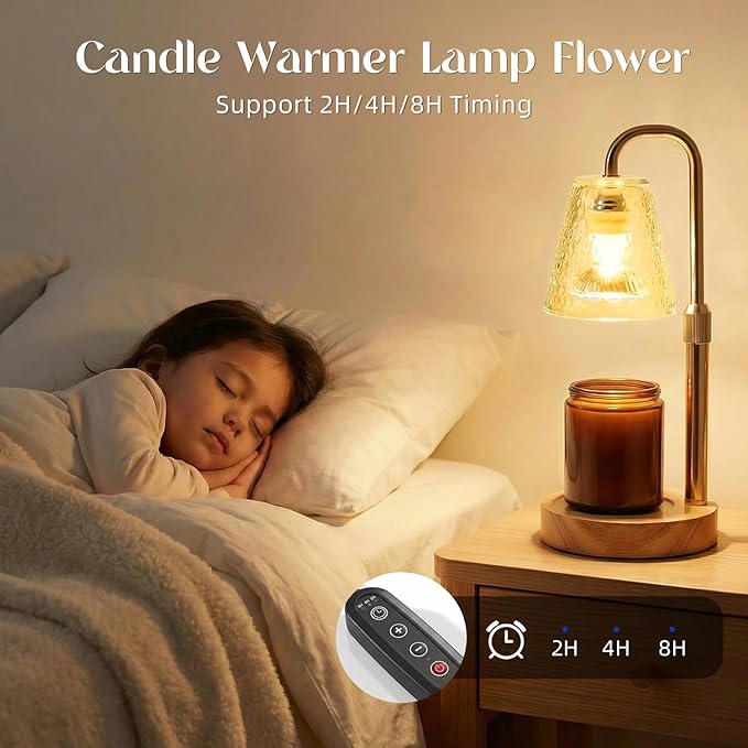 Glimra Candle Warmer Lamp Electric Timer,Candles Wax Melt Lamp for Jar Candles,Adjustable Candle Warmer Birthday Gifts,for Mom Women Friend Sister,Office Apartment Dorm Room Home Decor Amber