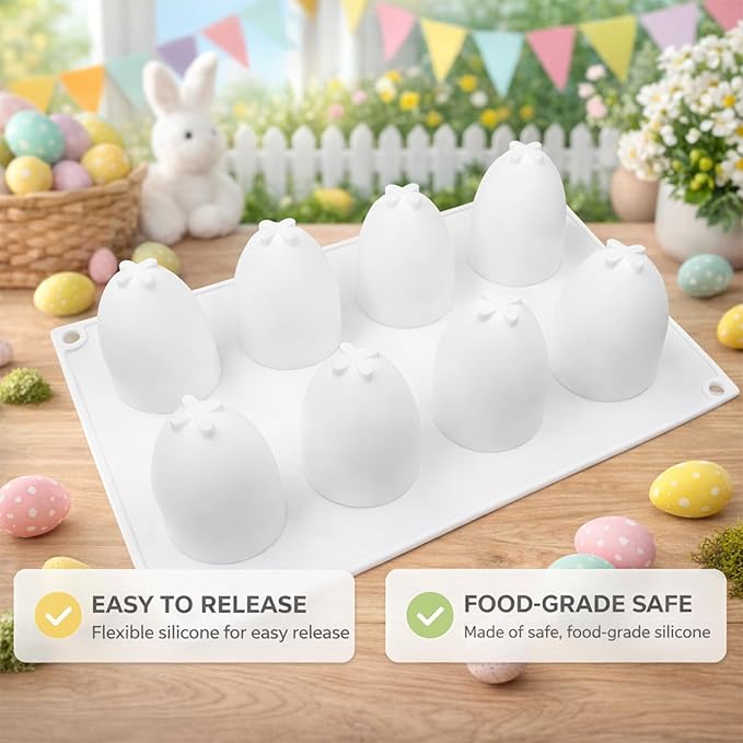 3D Christmas Tree Silicone Molds Large Christmas Molds Xmas Tree Pan Silicone Mold Christma Cake Mold for Mousse Cake Muffin Baking Jello Chocolate Ice Cube Soap Candle Lotion Bar Bath Bomb (Egg)