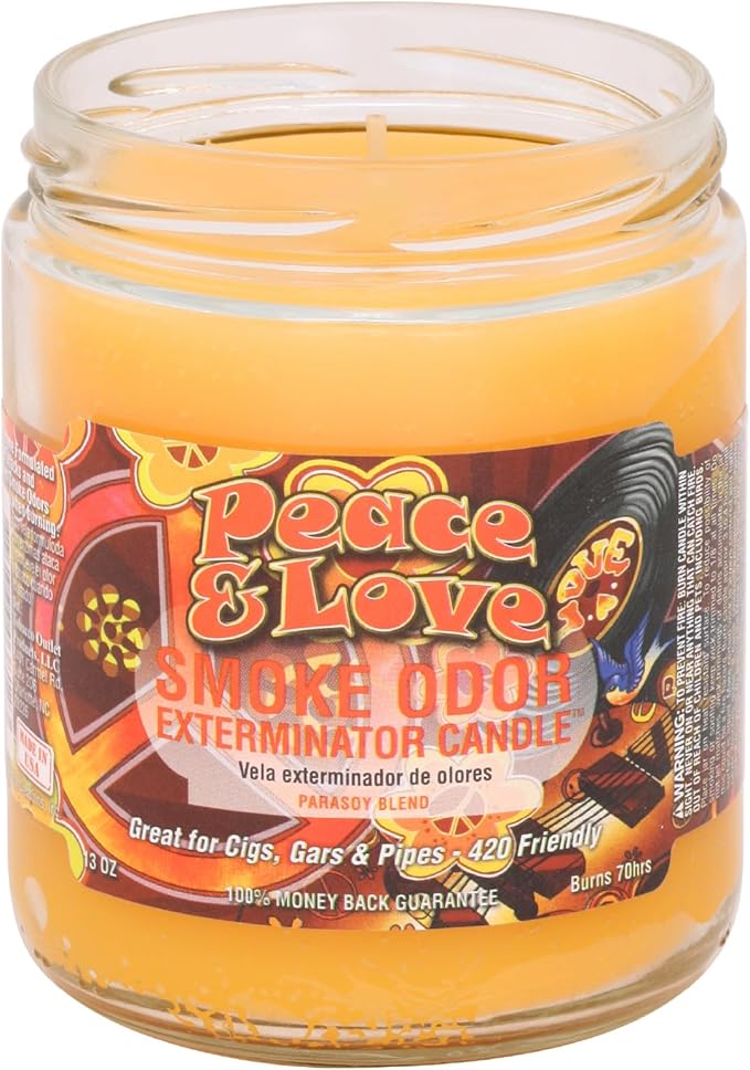 Smoke Odor Exterminator 13 oz Jar Candles Peace & Love