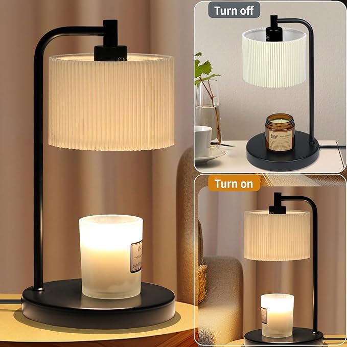 NITOWOLF Candle Warmer Lamp with Timer, Dimmable Candle Wax Warmer Electric Candle Lamp for Scented Candles with Bulbs, Christmas Gifts House Warming Gifts Home Decor (Black)