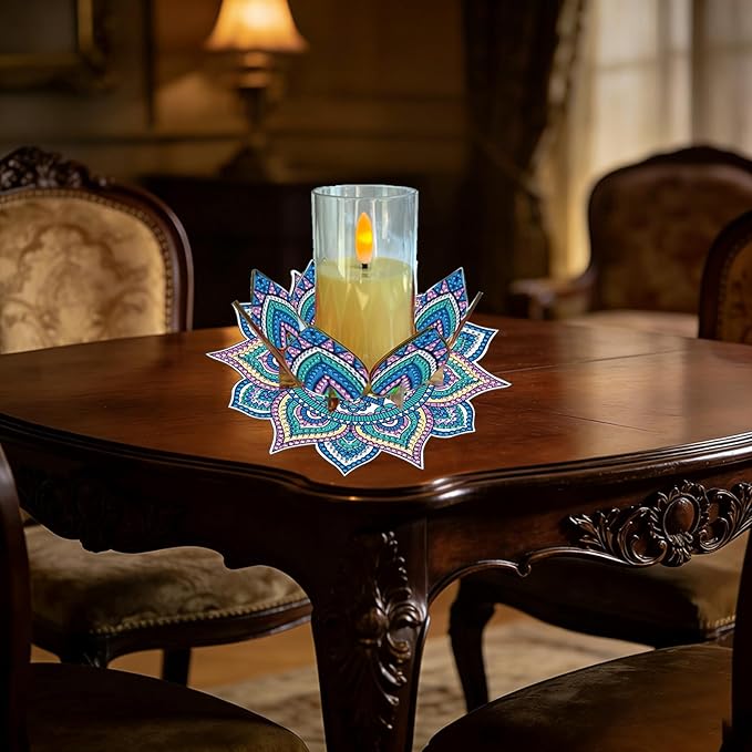 5D DIY Diamond Art Painting PVC Flower Candle Holders Tealight/Tea Light/Votive Candle Holder, for Table Centerpiece Home Décor Party Wedding Dinning-Flower-5