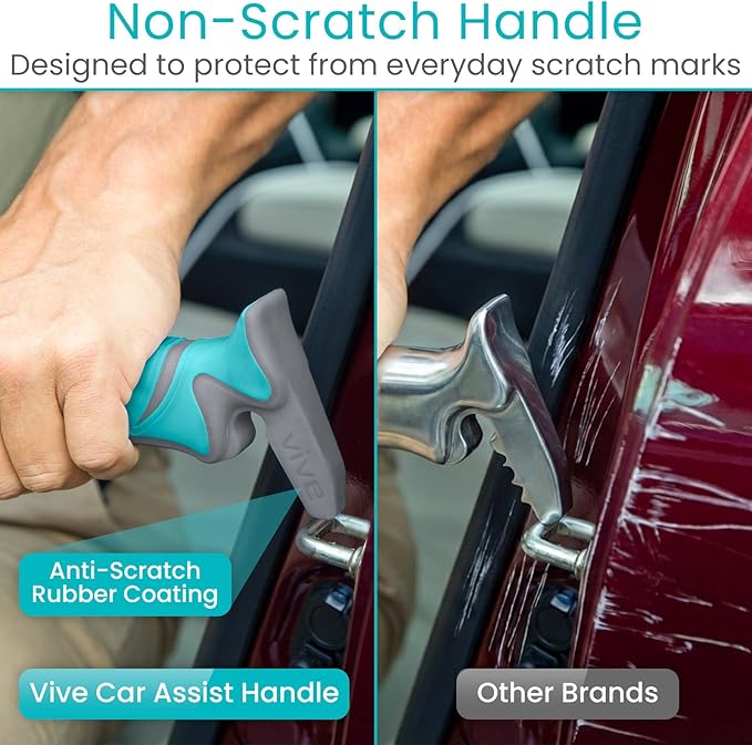 Vive Car Handle Assist for Elderly - Scratch Proof Latch - Auto Grab Bar Cane Support Aid - Standing Mobility Safety Tip to Help Get Out - Portable Assistive Device for Seniors, Handicapped