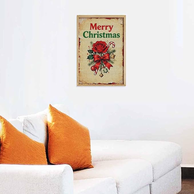 AIVKIEJK Diamond Painting Kits for Adults - Merry Christmas Santa, Holly & Vintage Painting DIY 5D Full Drill Diamond Dots Paintings with Diamonds Gem Art and Crafts Home Decor 8"x12"