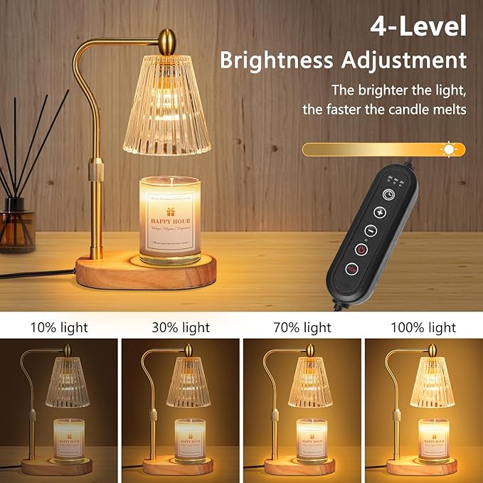 Imenlox Dimmable Candle Warmer Lamp with RGB Mode & Timer, Electric Melting Lamps for Jar Candles, Wax Melt Warmers for Home Bedroom Decor (8 Colors LED Changing)