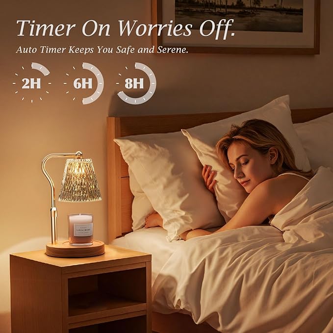 Candle Warmer Lamp with Timer Dimmable Mom Gifts, Adjustable Height Wax Warmer Lamp for Scented Candles Home Appliances White Elephant Gifts for Sister Friend (Ripple)