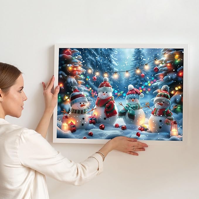 MOGTAA Christmas Snowman Diamond Art Kits for Adults, 5D Full Drill Winter Diamond Painting Kits for Adults Beginner, DIY Round Diamond Dots for Adults, Gem Art for Home Wall Decor 12 X 16 Inch