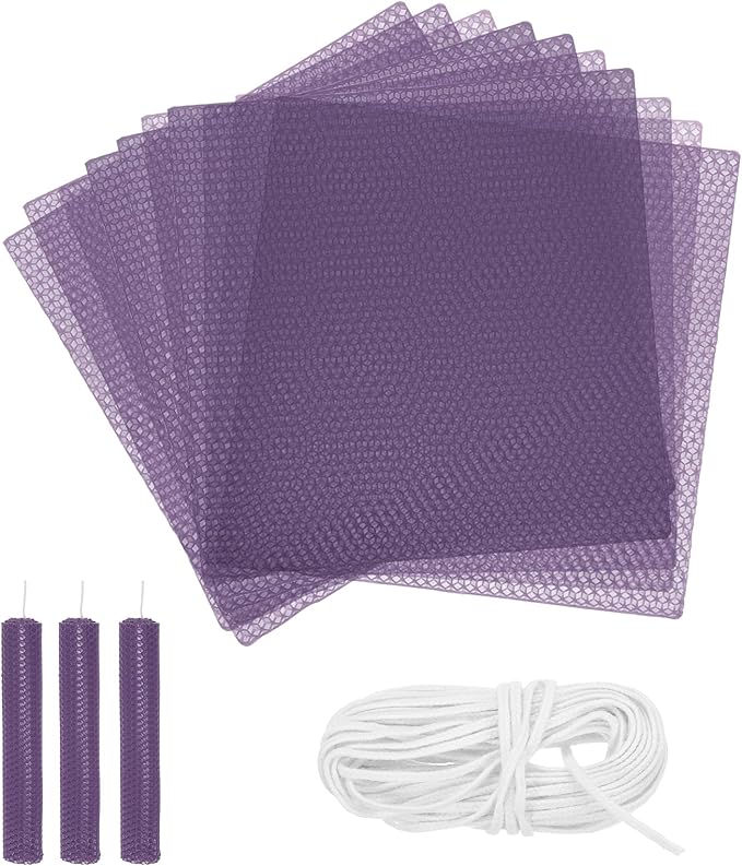 MECCANIXITY Beeswax Candle Making Kit,8x8 Inch 10pcs Dark Purple Beeswax Candle Sheets with 1pcs Cotton Wick for DIY Craft Gift Making