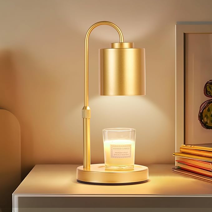 CASTLELIFE Candle Warmer Lamp with Timer & Dimmer, Height Adjustable Electric Wax Melt Warmer for Jar Candles, Gifts for Mom Home Decor, Gold