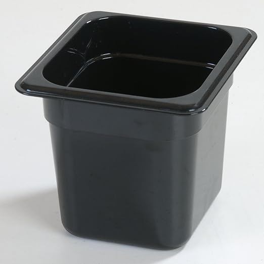 Carlisle FoodService Products Storplus High Heat Food Pan, 1/6 Size, 6 Inches Deep, Black, 2.35 L Capacity, High Heat Plastic, Unfinished, Cooking Pan, No Lid, No Components Included (Pack of 6)
