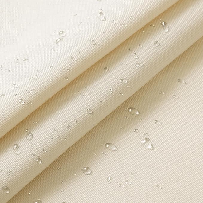 1200D Thicken Waterproof Canvas Fabric by The Yard 58" W Water-Resistant Polyester Fabric Heavy Duty Upholstery Material for Outdoor Indoor Marine Awning Tent Boat Chairs DIY, 8 Yards Ivory