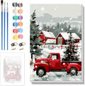 Skyboda Christmas Tree Paint by Numbers Kit for Adults Beginners with Frame, Red Truck Adult Paint by Number Kits on Canvas, Easy DIY Oil Painting Kits for Home Decor, 8x12in