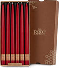 Root Candles Unscented Dinner Candles Premium Beeswax Blend Boxed Candle Set, 12-Inch, Red, 12-Count