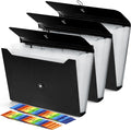 3Pcs Expanding File Folder, 13 Pockets Accordion File Holder Organizer, A4 Letter Size Paper Document Receipt Organizer Accordian Filing Folder