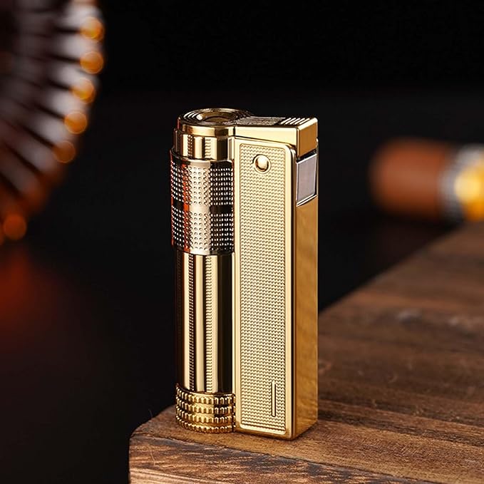 Lighter, Gold, Kerosene Lighter, Refillable, Windproof Flame, Beautifully Designed, Candle，Suitable for Birthday Gifts for Men's Fathers and Husbands (Gold)