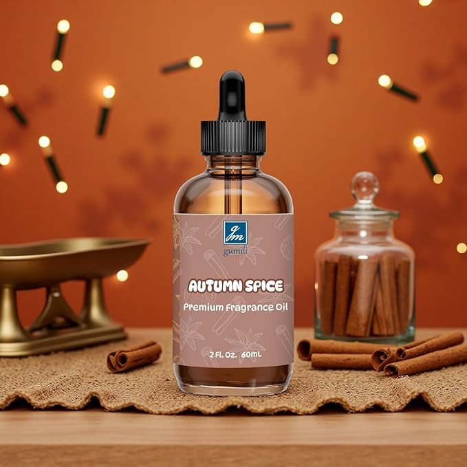 GM Gumili Autumn Spice Fragrance Oil 2 Oz, Natural Scent Oil for Home Essential Oils Diffuser, Candle Making, Soap Making, DIY Body Oils, Perfume, Body Mist, Spray - Spicy Fall Scent