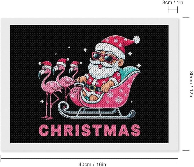 AIVKIEJK Diamond Painting Kits for Adults - Christmas Santa Flamingo Xmas Painting DIY 5D Full Drill Diamond Dots Paintings with Diamonds Gem Art and Crafts Home Decor 12"x16"