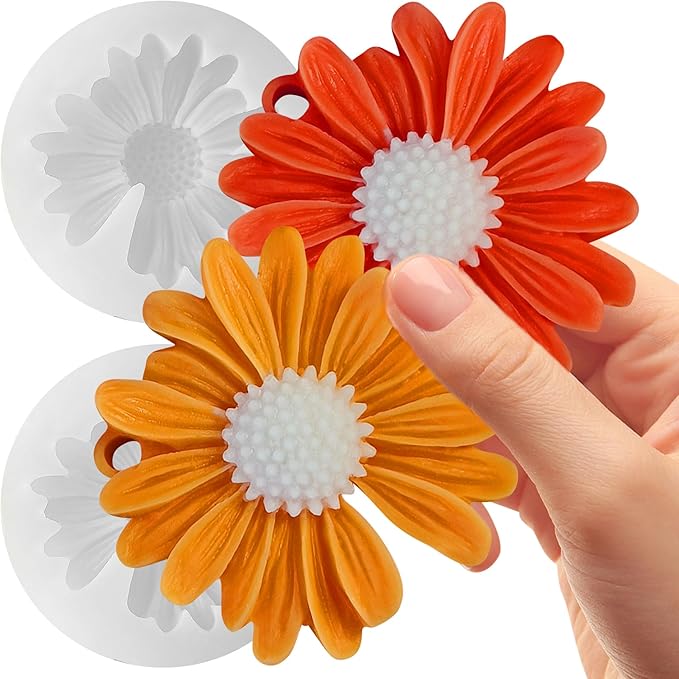 2 Pack Daisy Flower Pendant Mold - Resin Casting Silicone Molds for Home Decor & Candle Making Wave Spiral Mold
