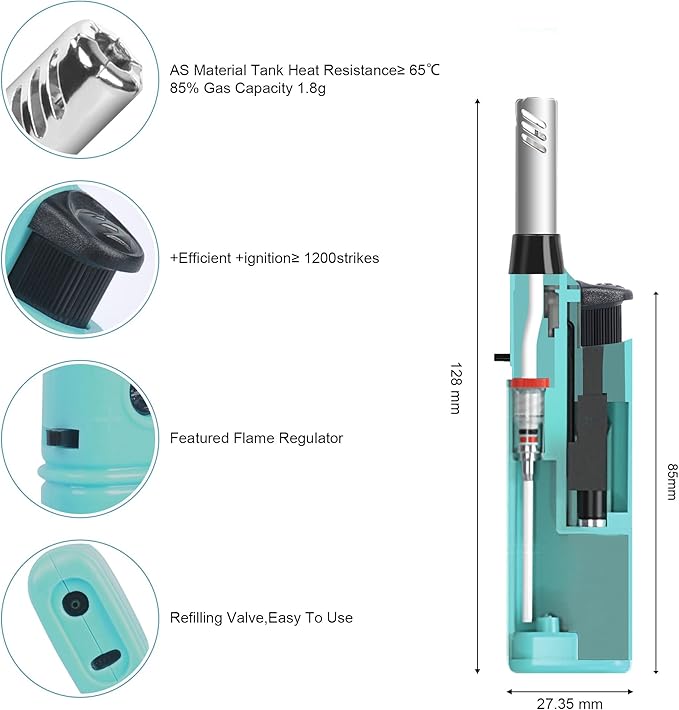 Navpeak Mini Candle Lighter Multipurpose Lighter Utility Lighters with Extended Wand Handy Refillable for Kitchen Fireplace Pilot Light DIY BBQ Grill Stove 5 Pack (Butane Included)