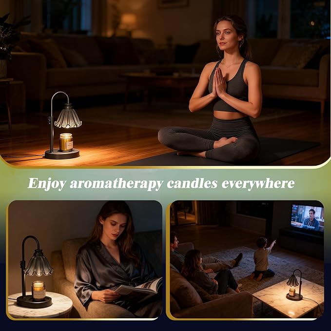 Candle Warmer Lamp with Timer & Dimmable 4-Level Brightness - Adjustable Height,for New Home Bedroom, Gifts for Women(Black 2)