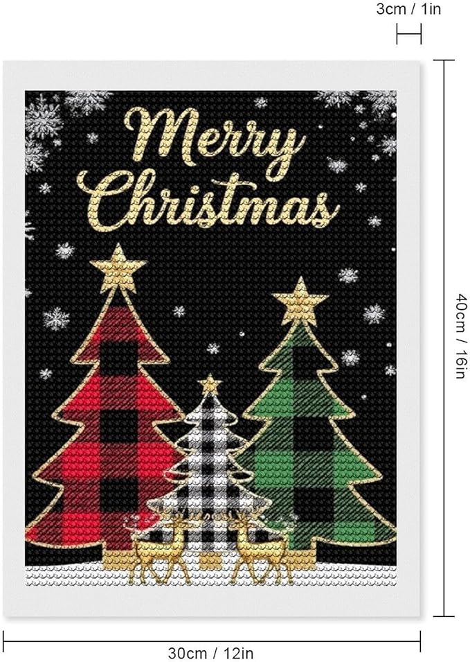 AIVKIEJK Diamond Painting Kits for Adults - Merry Christmas Tree Holiday Painting DIY 5D Full Drill Diamond Dots Paintings with Diamonds Gem Art and Crafts Home Decor 12"x16"