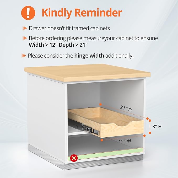 ZOINLIY Wooden Pull Out Cabinet Organizer, Slide Out Drawer for Kitchen Organizers and Storage, Soft Close, Heavy Duty, Fully Expandable