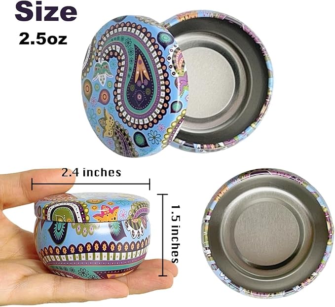 2.5oz Candle Tins for Candle Making 24 Pcs Empty Candle Tins with Lids Candle Jars (6 Colors)