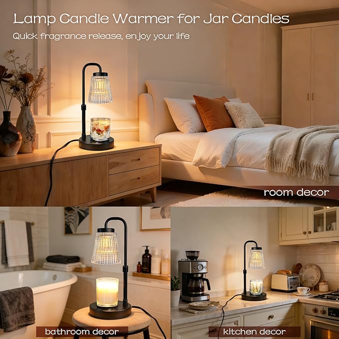 Banbanda Adjustable Candle Warmer Lamp with Timer: Birthday Valentine Galentine Gifts for Women for House Warming Gifts New Home Decor - Wax Melt Warmer for Jar Candles
