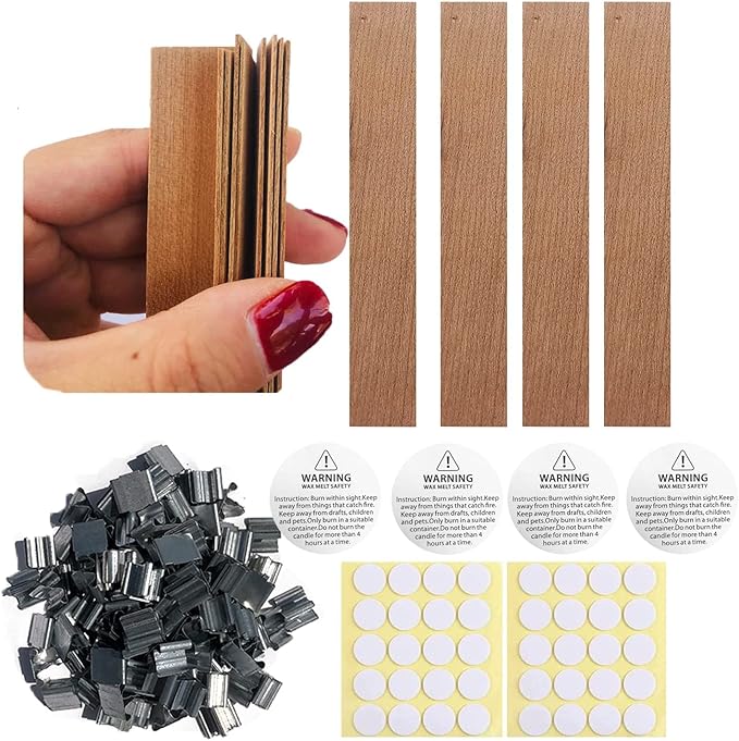 280 pcs 1mm Thick Wooden Candle Wicks Crackling Sound No Smoke Burn 5.1 X 0.5 Inch Natural Candle Wood Wicks with Stand Candle Cores for DIY Candle Making Craft