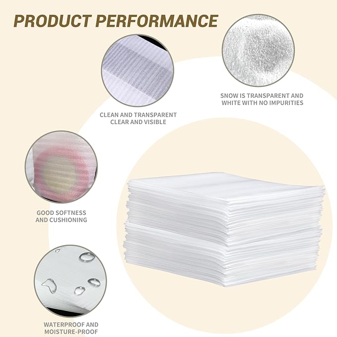 100 Pack 8'' x10'' Cushion Foam Pouches, Moving Supplies for Dishes, Packing Materials for Dishes & Cups, Glass Packing Paper and Plate Protectors for Moving(200x250x0.5MM)