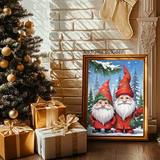 QZOTRXI 5D Christmas Diamond Painting Kits for Adults,DIY Diamond Art Christmas Gnome for Beginners, DIY Full Drill Paintings with Diamonds Gem Art Home Wall Decor 16x20 Inch
